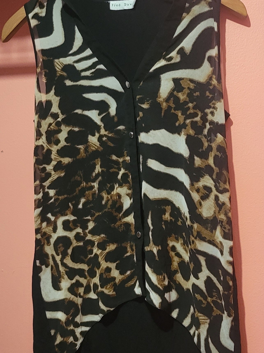Fred David Women's Sleeveless Animal Print Button-Front Top in Brown/Black/White